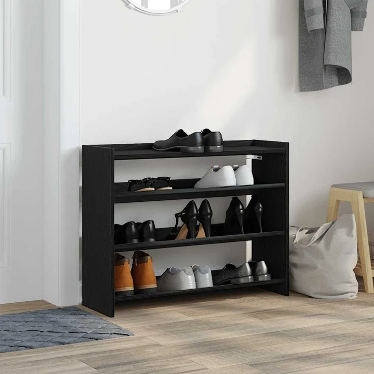 vidaXL Schuhregal Schwarz 80x25x62 cm Holzwerkstoff 859915 – Bild 2