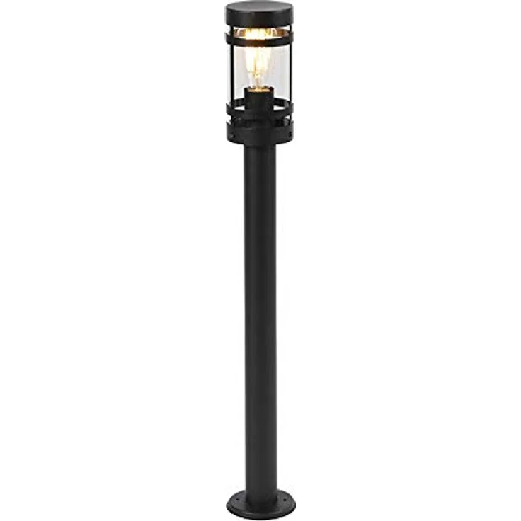 Qazqa Gleam Pollerleuchte, moderne Wegeleuchte in Schwarz, max. 60W, E27, dimmbar, 80cm, IP44, geeignet für LED – Bild 1