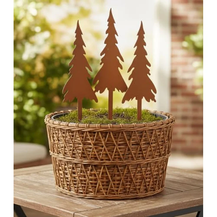 LB H&F Lilienburg Gartenstecker 3er SET Deko Weihnachten Rost Tannenbaum Rostdeko Garten aussen Winter Dekostecker Blumenkasten Stecker Kübel Advent Metall Herbst – Bild 8
