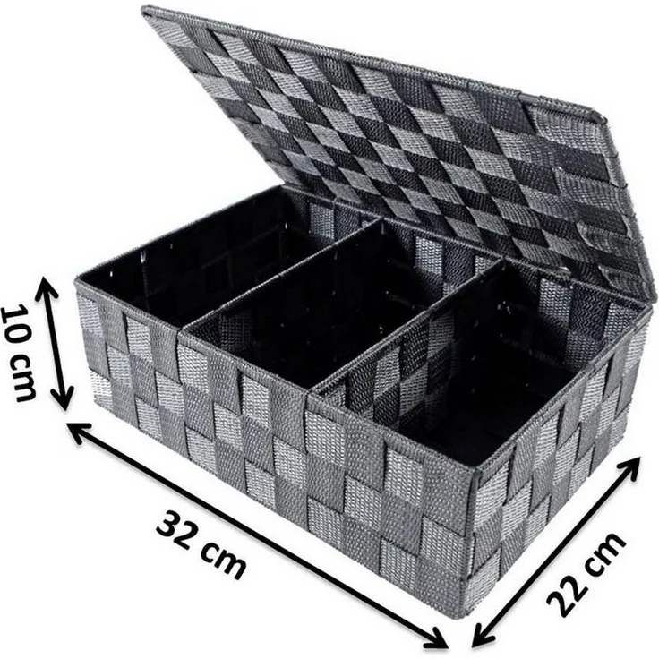Kobolo Aufbewahrungskorb Regalkorb grau mit Deckel Nylon auf Metallrahmen – Bild 3