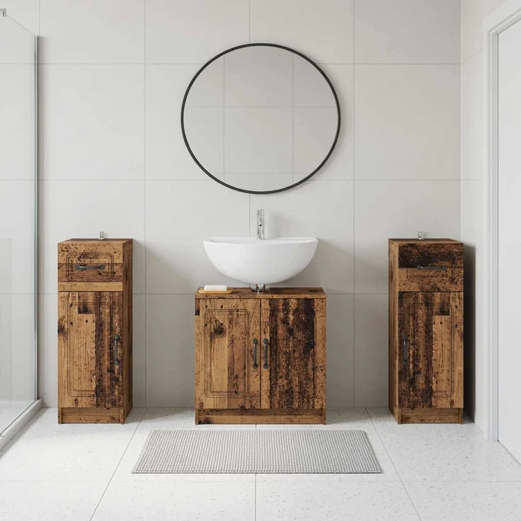 vidaXL 3-teiliges Badezimmer-Schranksystem UTRECHT 3 stk. Altholz 3418060 – Bild 1