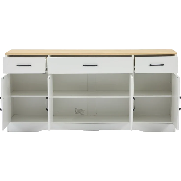 Sideboard MDF mit 3 Schubladen & 4 Türen 160x37x75 cm, Weiß – Bild 7
