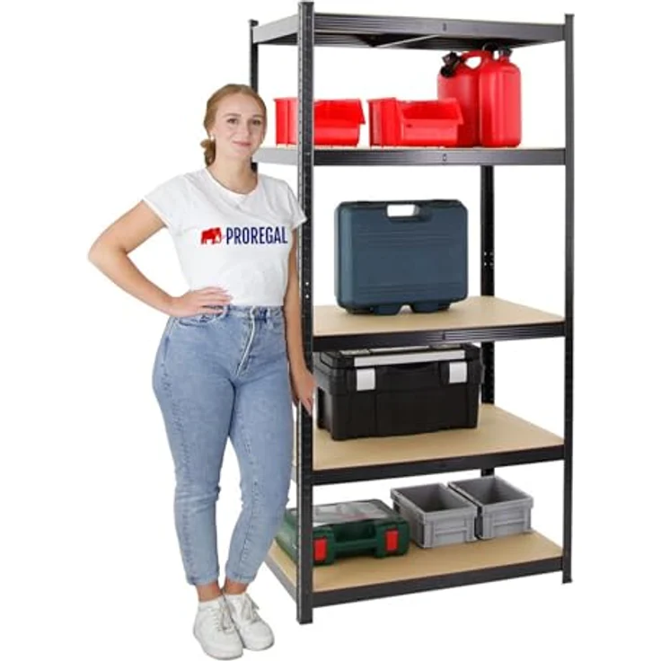 PROREGAL Mega Deal Eckregal Ragnar 1x: 180 x 90 x 60 cm | Taurus 2X: 180 x 90 x 60 cm Schwarz Fachlast 175kg, Kellerregal, Steckregal, Garagenregal, Lagerregal – Bild 6