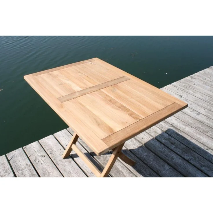 Linder Exclusiv Gartentisch Klapptisch Paris in premium Teak 100 x 70 cm Natur – Bild 2