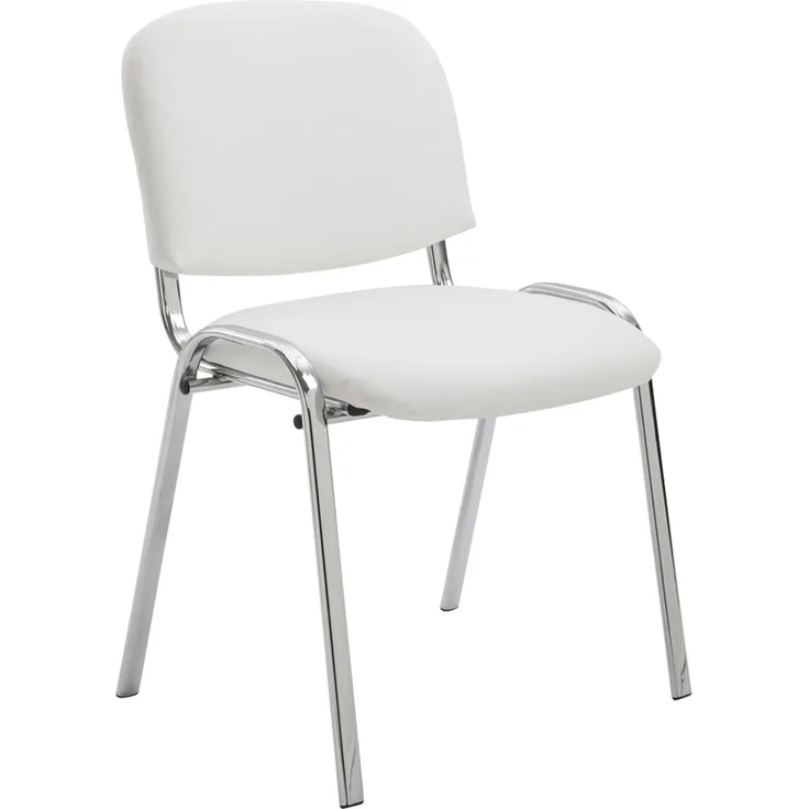 CLP Stuhl Ken Chrom Kunstleder stapelbar und mit modernem Design - Farbe:weiß