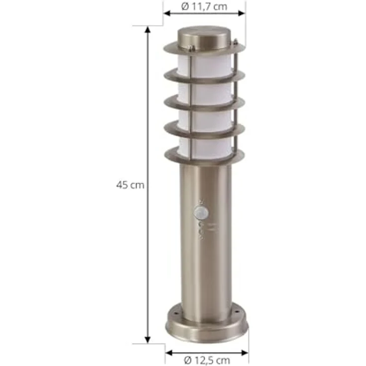 Lindby Außen-Stehlampe Hanja, Edelstahl Alu IP54mit Bewegungsmelder, 1 x 15 W LED – Bild 5