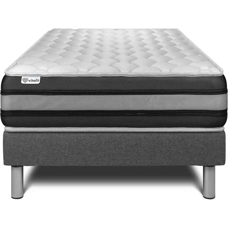 Matratzenset VITAL SPRING ZEN 90 x 190 cm Bettrahmen Kit grau