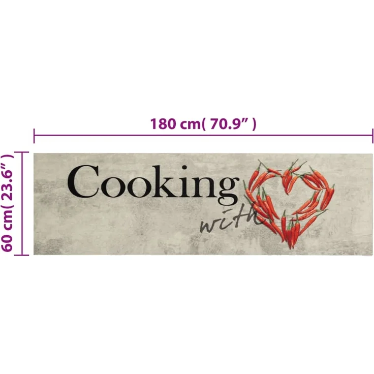 vidaXL Küchenteppich Waschbar Paprika 60x180 cm Samt 4005624 – Bild 4