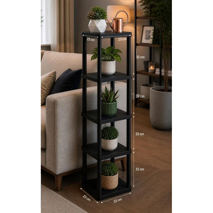 Skye Decor 'Sakura 5 - Black' Kunststoff-Mehrzweckregal, Schwarz, 23 x 135 x 23 cm – Bild 2