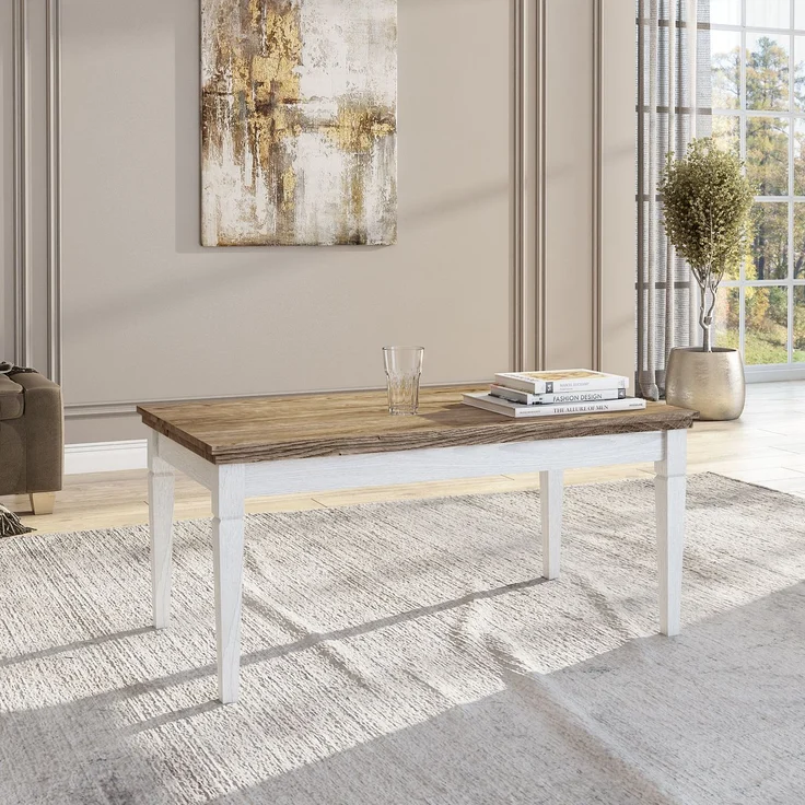 Wohnzimmer-Set HOME 5 tlg Schrankwand mit Couchtisch Weiss Abisko – Bild 4