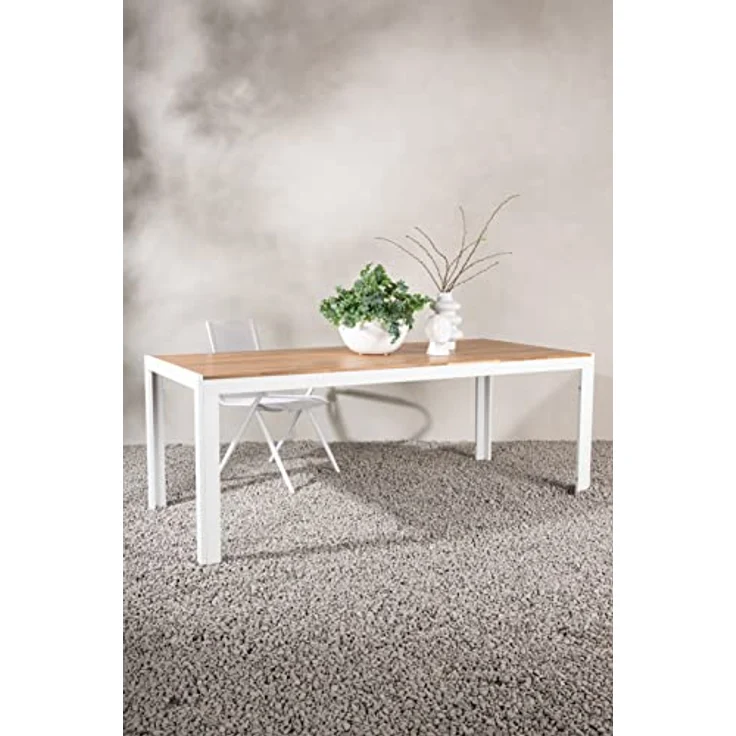 Gardenson Gartentisch, rechteckig, 100x76x200 cm, aus Akazienholz und Metall, weiß – Bild 2