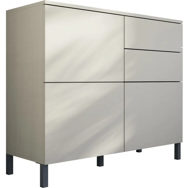 borchardt Möbel Kommode Haama, Sideboard mit Metallfüßen, Push-to-open-Technik, Breite 93 cm, Push-To-Open, verstellbare Einlegeböden, viel Stauraum, Breite 93cm
