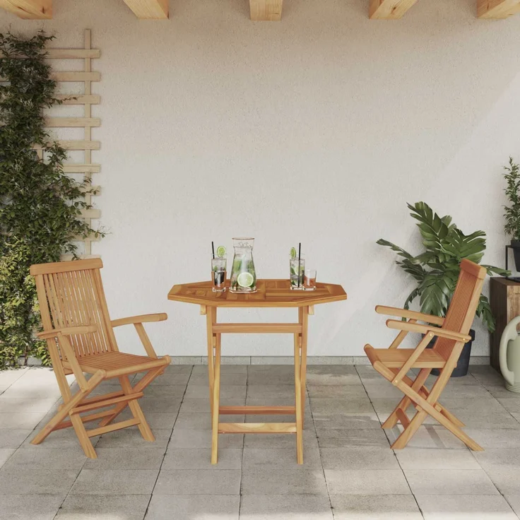 vidaXL Garten Essgruppe 3 pcs Braun Massivholz Akazie 3385965 – Bild 3
