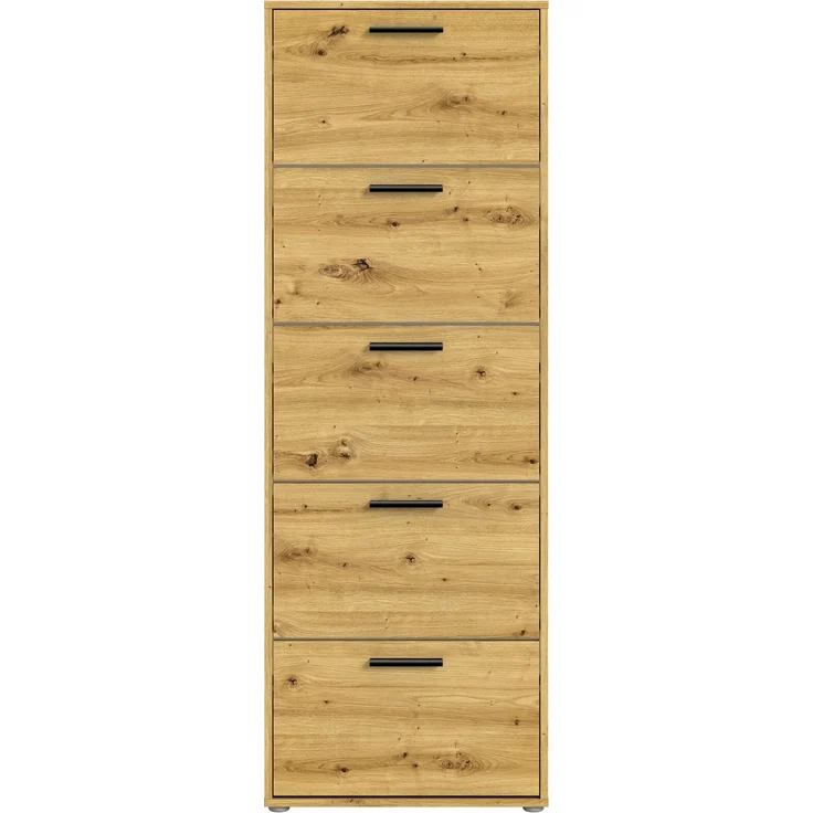 Carryhome 'SAM' Schuhkipper mit 5 Klappen, Holznachbildung Eiche Artisan, 59 x 169 x 17 cm, Platz für 15 Paar Schuhe – Bild 4