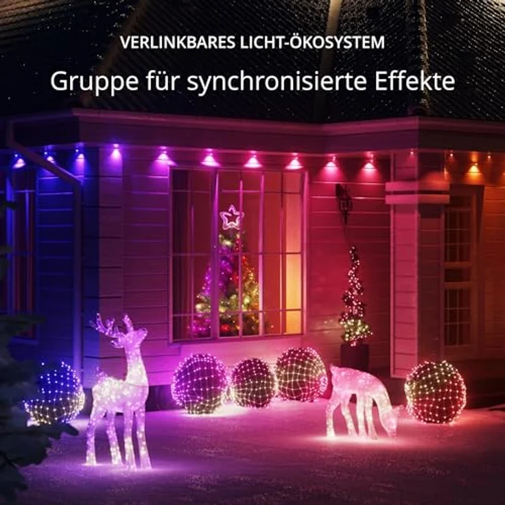 Twinkly Reindeers, LED-Leuchten in Rentierform für den Außenbereich, 160 RGB-LEDs und Warmweißes Licht, Höhe 75 cm, Kompatibel mit Alexa und Google Home, IP44, App-Steuerung, Weihnachtsbeleuchtung – Bild 6