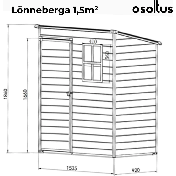 osoltus 'Lönneberga' Gartenhaus, 1,5m², Kunststoff Grau, 96 x 157 cm – Bild 3