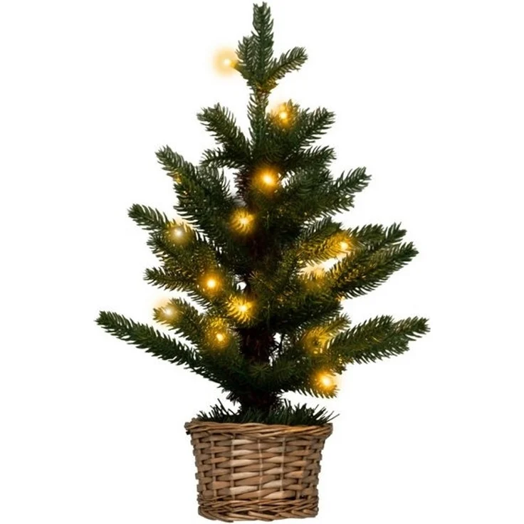 COSTWAY Künstlicher Weihnachtsbaum, 53cm mit 20 LEDs, Weidenholztopf & Timer – Bild 4
