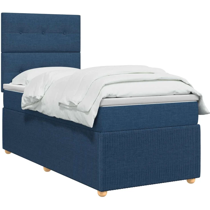 vidaXL Boxspringbett mit Matratze mit Kopfteil Blau 80 x 200 cm Stoff 3454269 – Bild 3