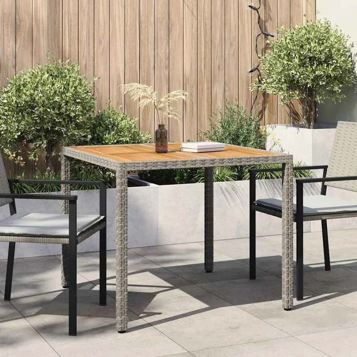 vidaXL Gartentisch Grau 90 x 90 x 75 cm Poly-Rattan 362538 – Bild 1