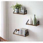 Vasagle Wandregal, 3-tlg, Holzspanplatte / Stahl braun, Länge 30/35/40 cm