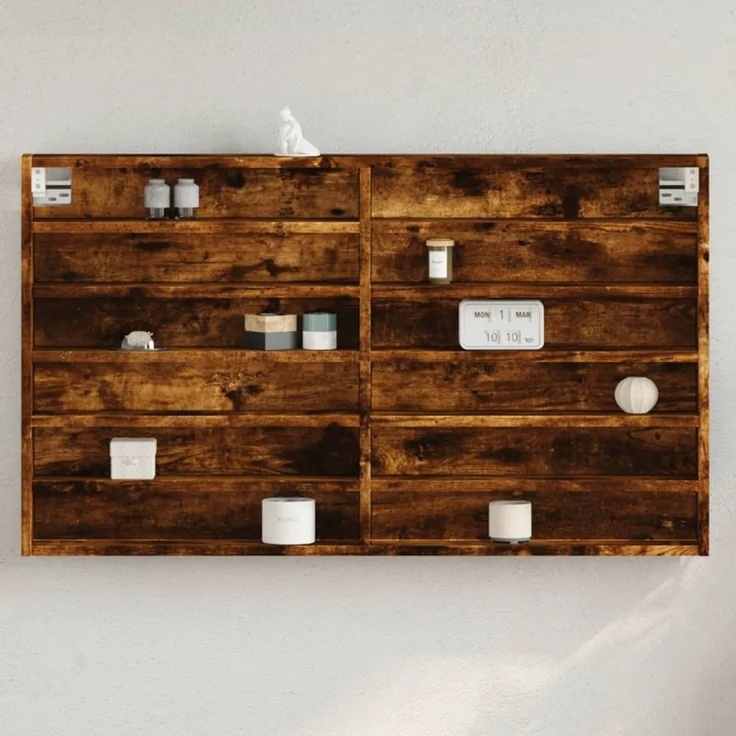 vidaXL Vitrinenschrank Räuchereiche 100x8,5x58 cm Holzwerkstoff 847944 – Bild 1