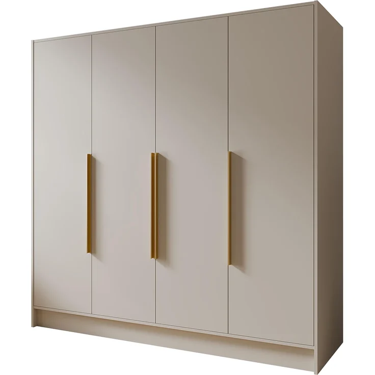MEBLINI Kleiderschrank PORTINA 200cm - Kaschmir - mit goldfarbenen Griffen - Drehtürenschrank ohne Spiegel - Kleiderstangen und Regalböden – Bild 1