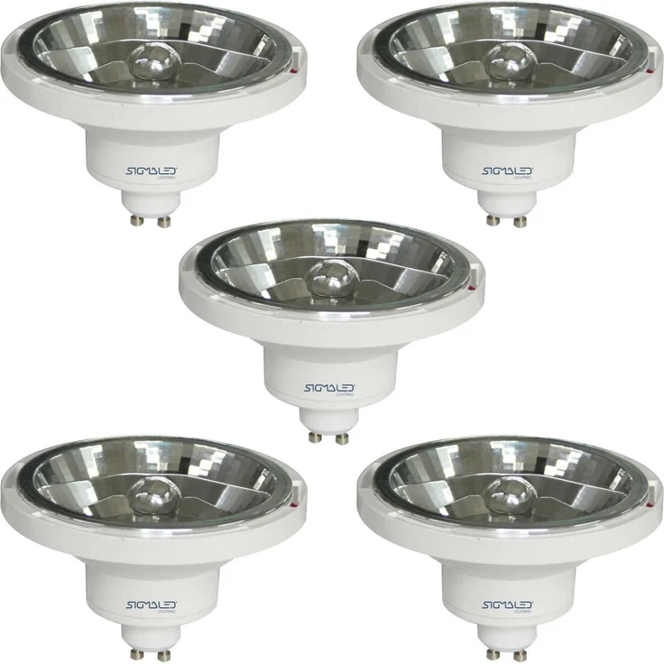 Sigmaled lighting, LED-Spot AR111 GU10, 14 W (entspricht 110 W Halogen), 230V AC, Warmweißes 3000 K, 1000 Lumen, AR111 LED-Leuchtmittel, 5er-Pack