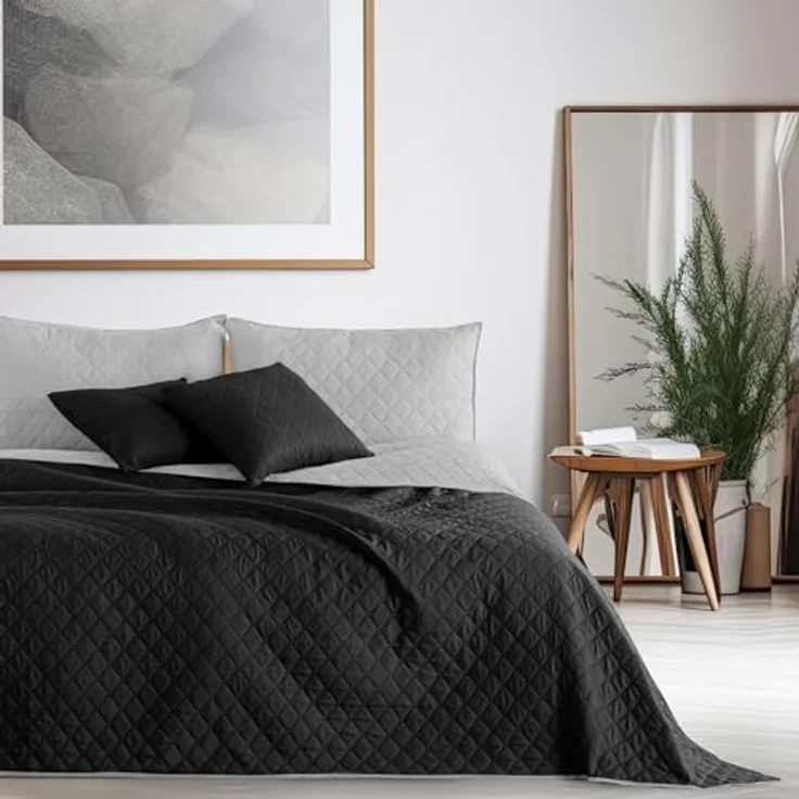 DecoKing Tagesdecke Luxus Bettüberwurf Axel mit Uni Wendedesign - Zweiseitige Tagesdecke, Wendedesign, Zweifarbig – Bild 4