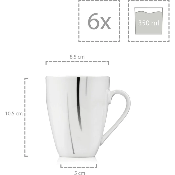 SÄNGER Kaffeebecher Set Bilgola Black Lines 6 teilig – Bild 3