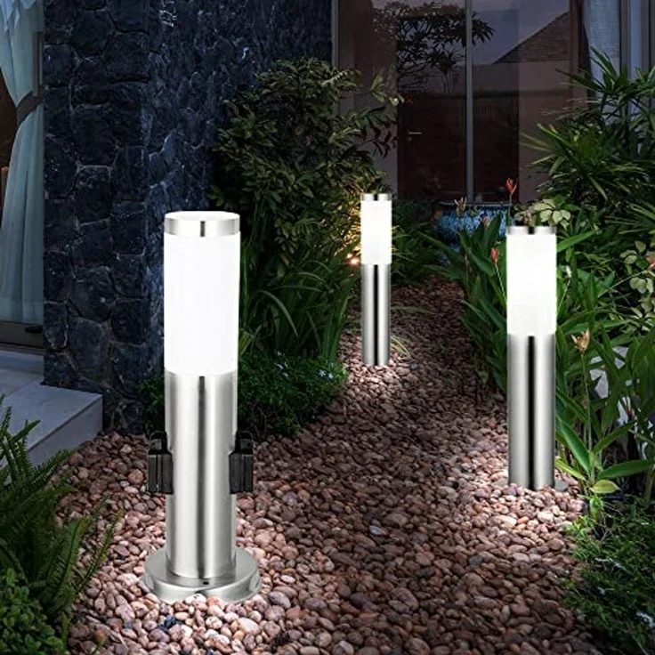 3er Set LED Stehleuchten für den Garten mit Steckdosen – Bild 4