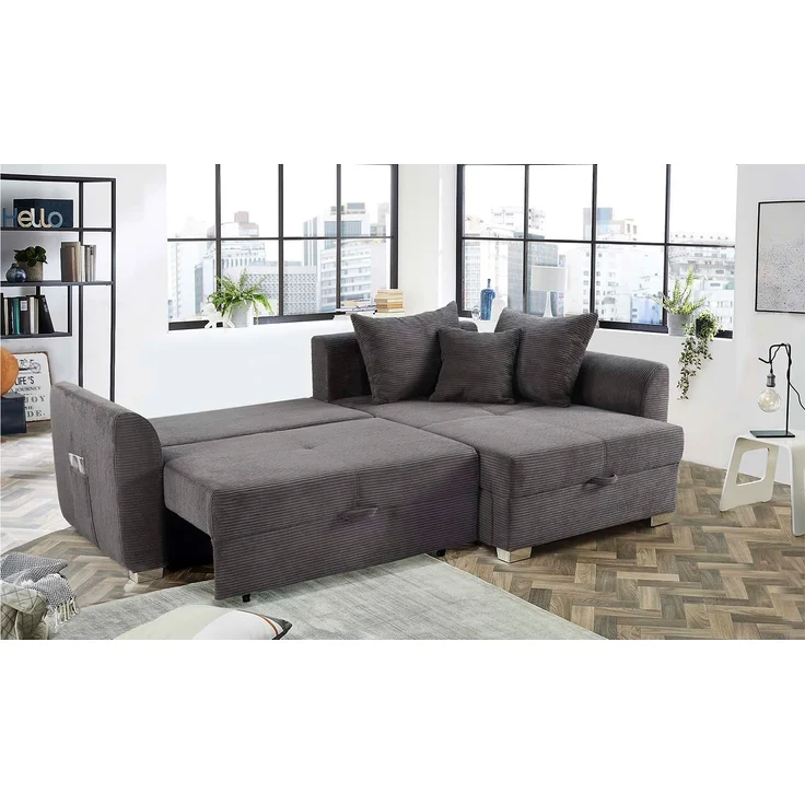 Wohnlandschaft Berlin / Boomer, Stoff, Grau, 236 x 81 x 160 cm – Bild 2