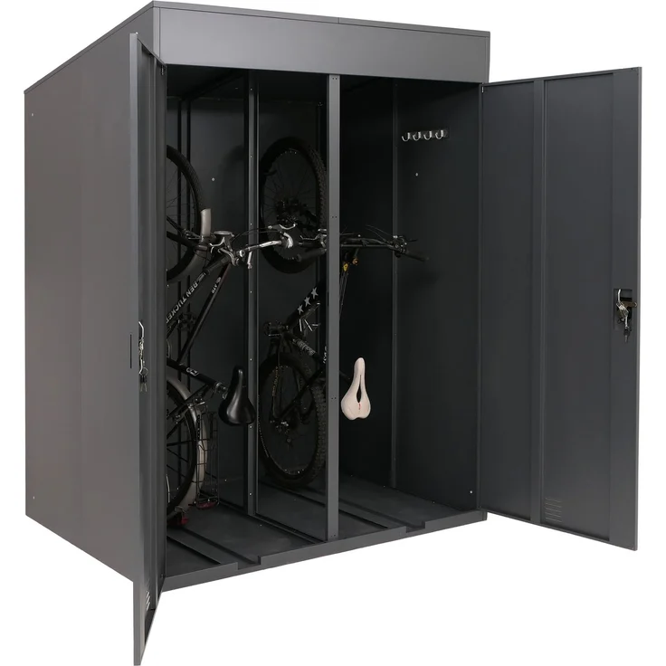 2er-Fahrradgarage HWC-H66b, Fahrradbox Fahrradunterstand abschließbar Metall 213x158x125cm ~ anthrazit – Bild 1
