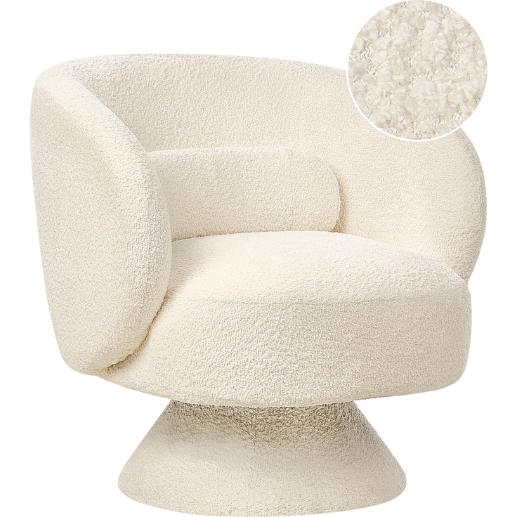 Sessel LIEKSA drehbar Bouclé Cremeweiß