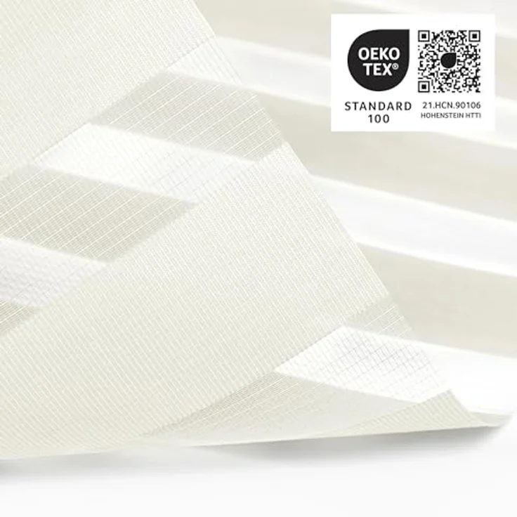 Doppelrollo 37,5 x 120 cm, creme [ Stoffbreite 34,1 cm ], jalousiescout, blickdicht, mit Bohren/ohne Bohren, freihängend, Klemmen, Kleben und Schrauben OHNE Aufpreis, Lichtdurchlässig, Klemmträger, Feuchtraumgeeignet – Bild 4