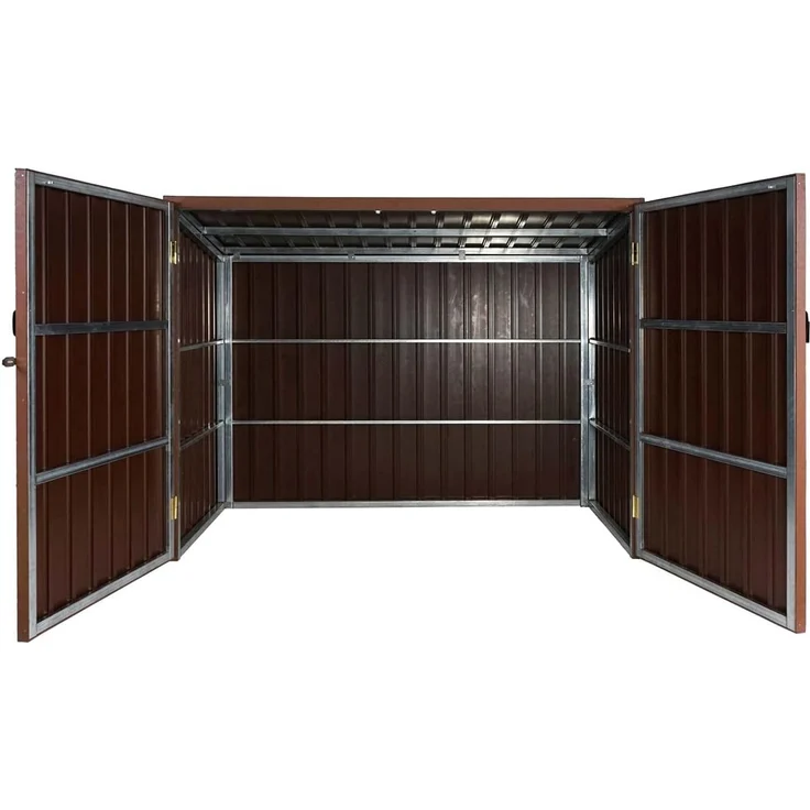 WPC-Fahrradgarage HWC-J29, Geräteschuppen Fahrradbox, Metall Holzoptik abschließbar ~ 2 Räder 172x213x112cm braun – Bild 5