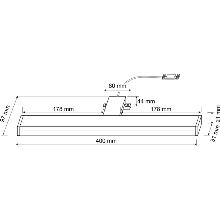 SEBSON Spiegelleuchte LED Spiegellampe Bad 40cm, Aufbauleuchte 400 x 97 x 44 mm, Klemmleuchte, LED, neutralweiß, Montage an Schrank und Spiegel möglich, 4000K, IP44, Aluminium, 9W – Bild 4