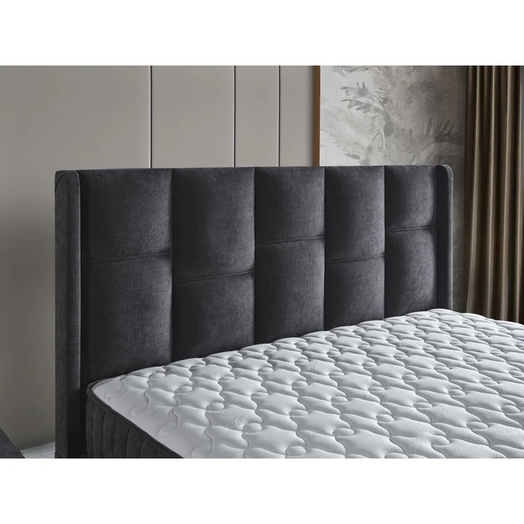 Schlafzimmer-Set "Rina" – Bett mit Bettkasten und Matratze , Nachttisch, Bettbank-Anthrazit – Bild 3