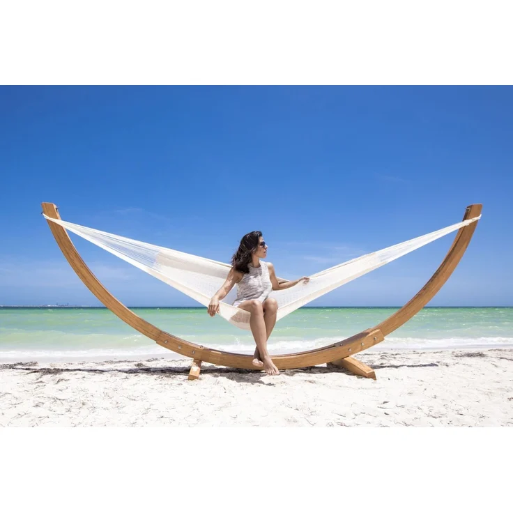 MacaMex Mexikanische Netzhängematte Single, natur / beige, 120 cm x 390 cm – Bild 3