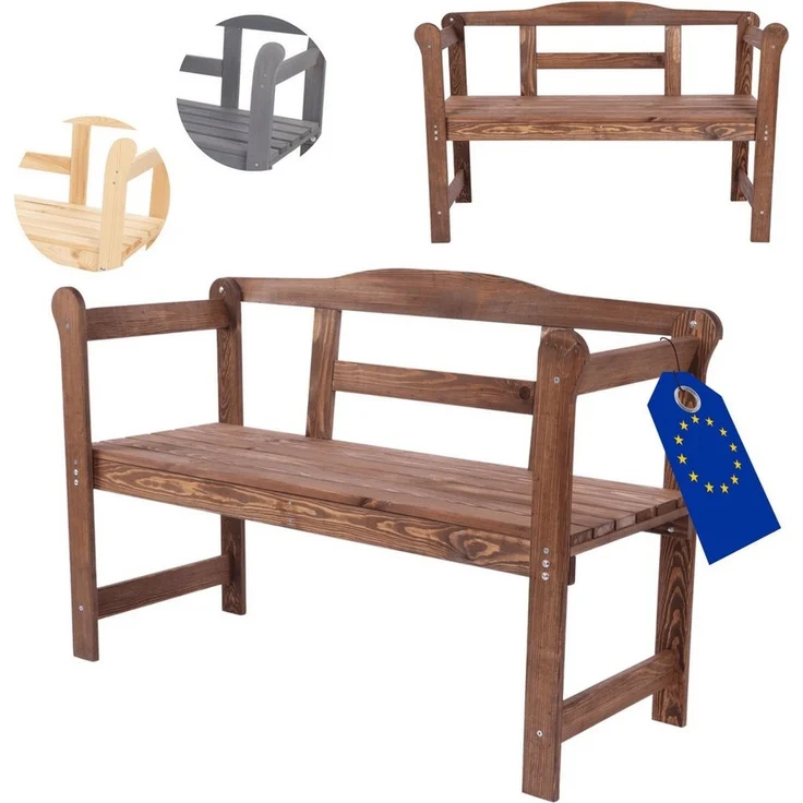 Modo24 Gartenbank LG01 Parkbank, Gartenmöbel, Sitzbank, Bank Friesenbank, Holzbank, Zweisitzer, In- & Outdoor, FSC-Holz Massiv 3 Farben – Bild 5