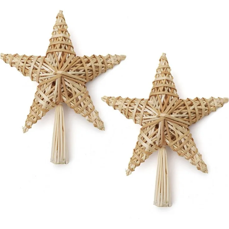 Salcar Christbaumspitze Baumspitze Weihnachten Stern Christbaumspitze Strohsterne Baumschmuck (2-tlg)