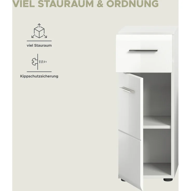 Badschrank Ice - Weiß / Weiß Hochglanz – Bild 10