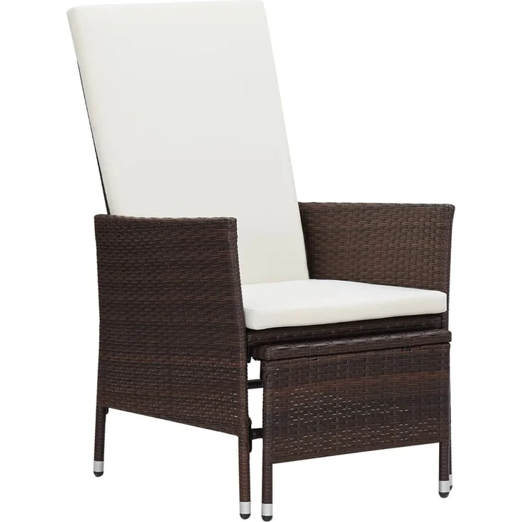 Garten-Liegestuhl, Sonnenliege mit Auflagen Poly Rattan Braun – Bild 1