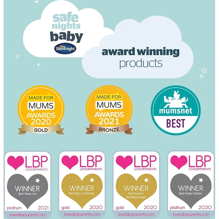 Silentnight Safe Nights 442367GE Kinderbettkissen, antiallergen, für Kinder, Neugeborene, Babys, hypoallergen, maschinenwaschbar, Babyparty, Geschenk, Weiß, 1 Kissen – Bild 8