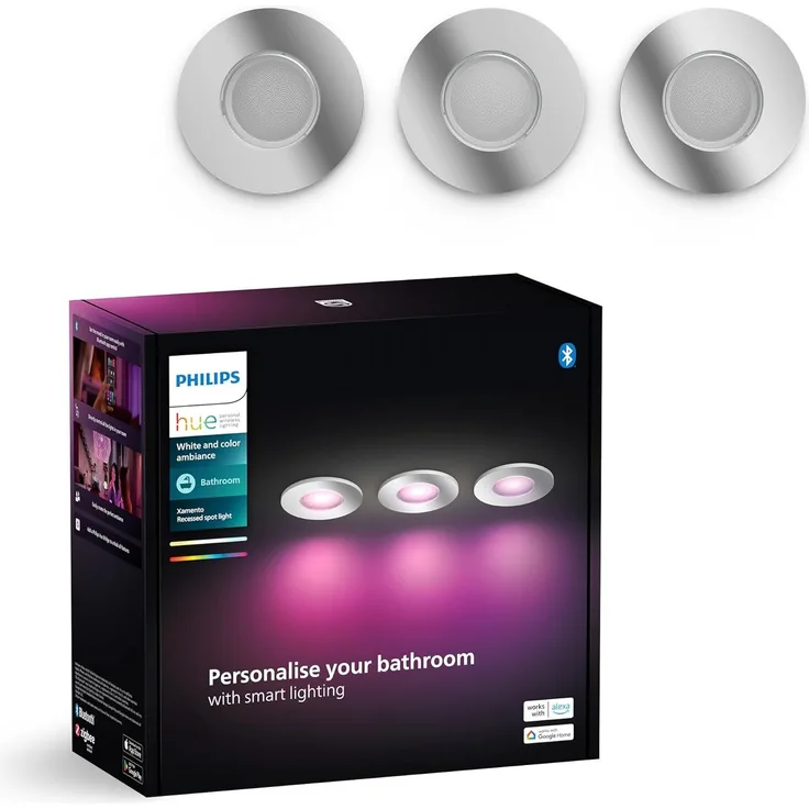 Philips Hue White&Col. Amb. Xamento Einbauspot silber 3x4.2W