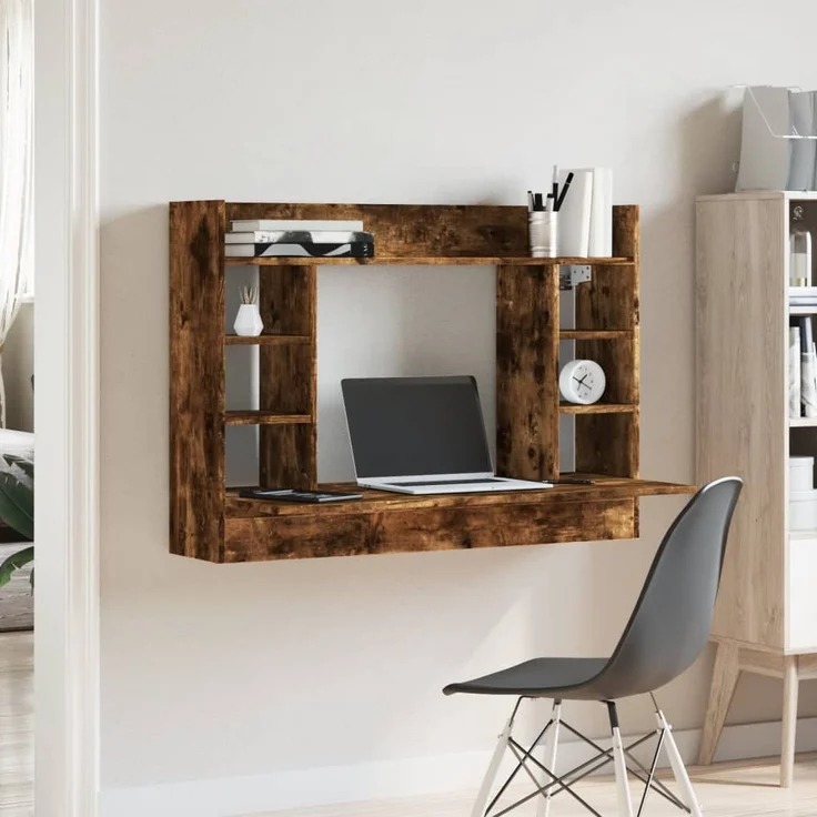 vidaXL Wand-Schreibtisch Räuchereiche 105x48x75 cm Holzwerkstoff 847972 – Bild 2