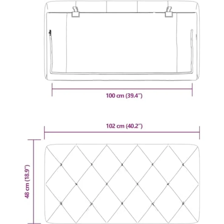 vidaXL Bett Kopfteil-Kissen Schwarz 100 cm Samt (1-tlg) – Bild 4