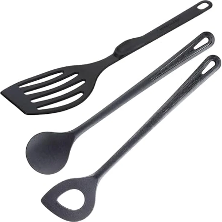 WESTMARK Kochbesteck-Set 3-tlg.: 2 Kochlöffel + 1 Pfannenwender, Gentle + Flonal, Schwarz – Bild 2
