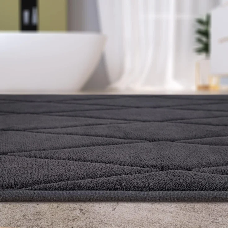 Paco Home Badematte Corby 254, Memory-Schaum Effekt, Höhe 13 mm, rutschhemmend beschichtet, fußbodenheizungsgeeignet, Polyester, rechteckig, Badteppich, Uni Farben, Rauten Muster, Hoch-Tief Effekt – Bild 2
