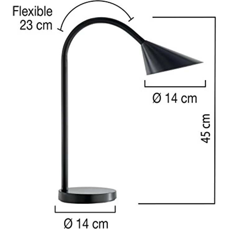 Unilux SOL LED-Schreibtischlampe schwarz, 5,5 W, warmweißes Licht, 625 lm, energieeffizient – Bild 3