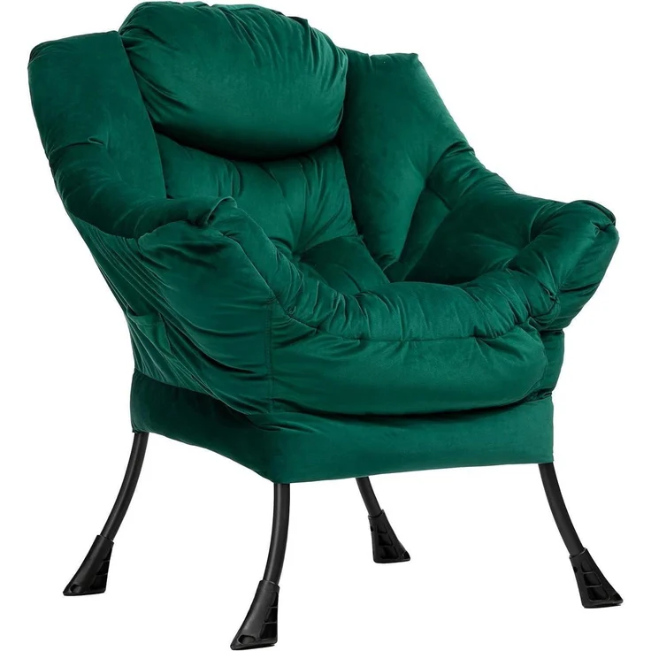 Ohrensessel Relaxsessel Lesesessel Samt Stahlrahmen Grün – Bild 5